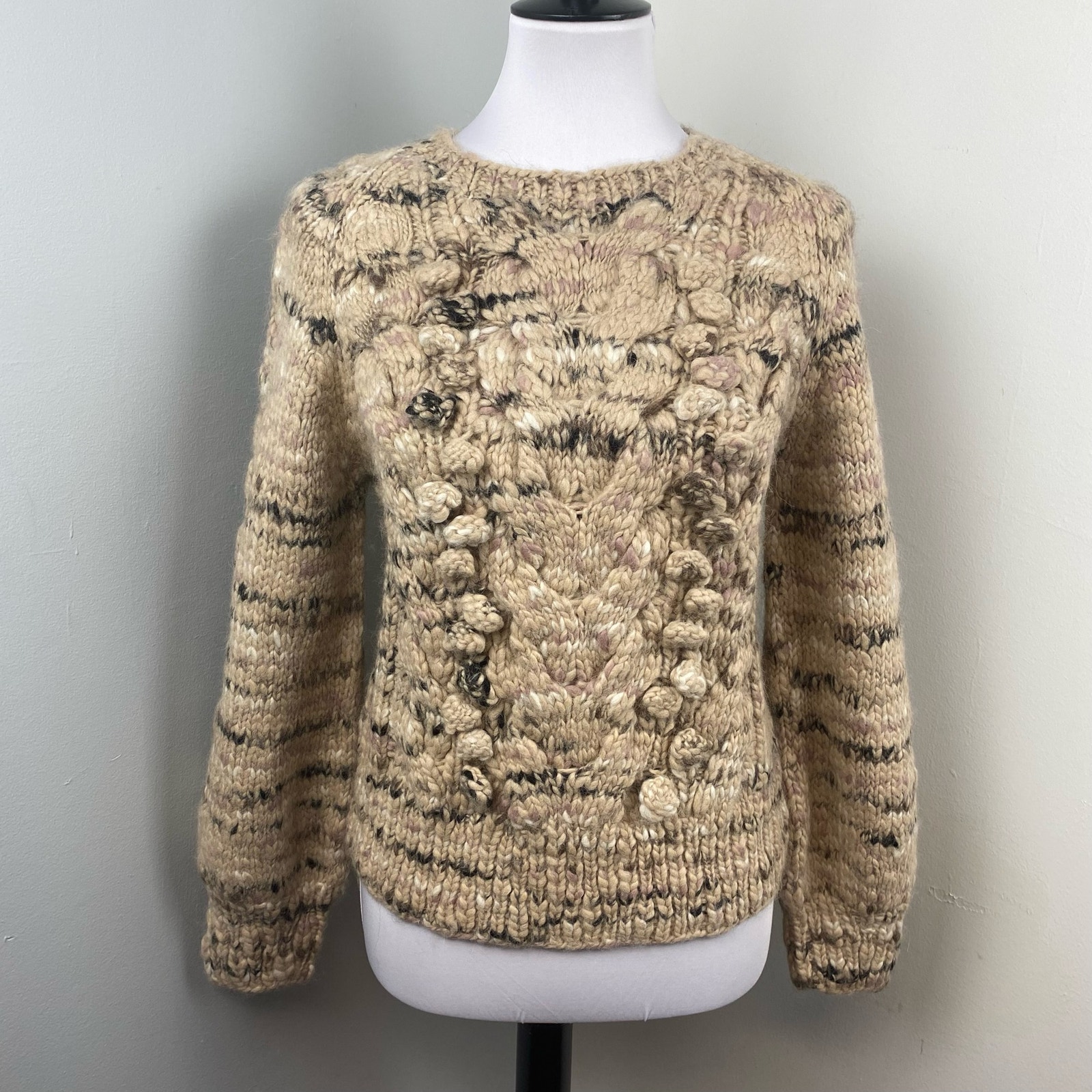 St Roche Natural/Pale Pink Luna Alpaca Chunky Sweater Small $575 — image 2 of 8